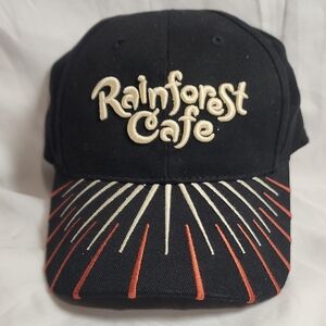 Rainforest Cafe Black Cap with Orange and Cream Design